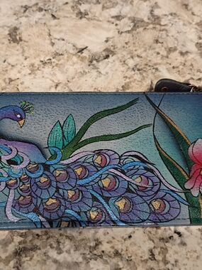 Anna By Anuschka Painted Leather Wallet - Blue & Teal Gradient